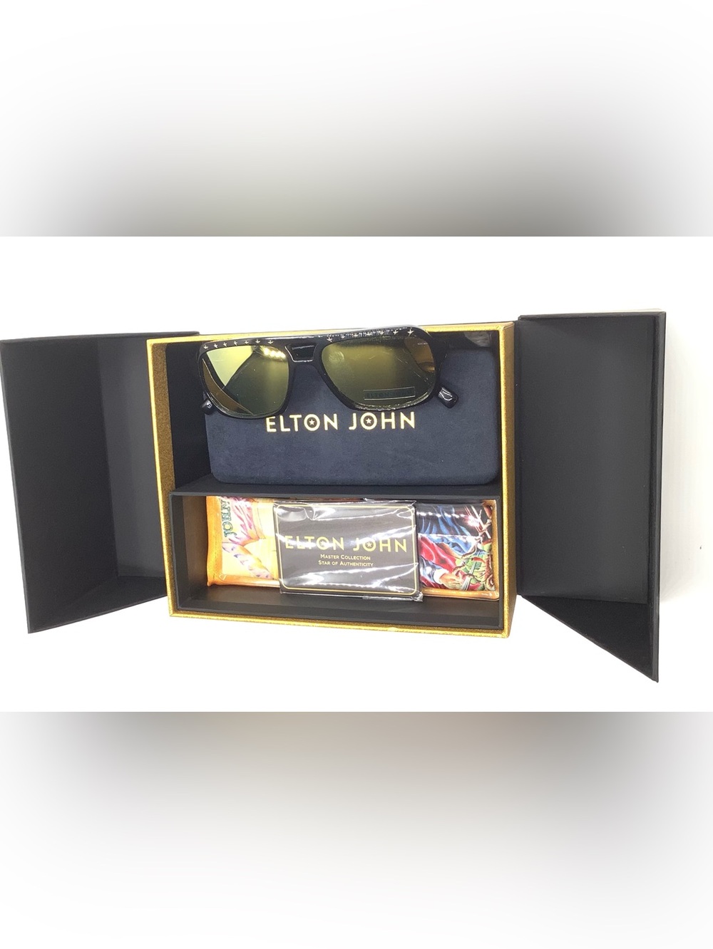 Elton John Black Sunglasses with Polarized Lenses